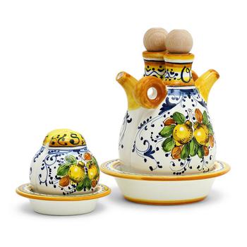 商品Artistica - Deruta of Italy | Limoncini: 'The Better Half' Oil+Vinegar And Salt+Pepper Sets,商家Verishop,价格¥2106图片