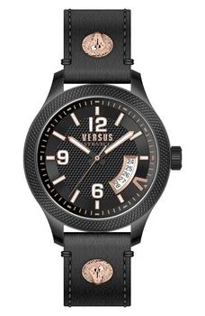 推荐Men's 3-hand Quartz Leather Strap Watch, 44mm商品