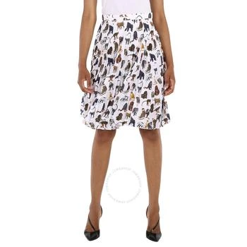 Burberry | Ladies Monkey Print Pleated Crepe De Chine Skirt,商家Jomashop,价格¥864