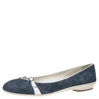 菲拉格慕芭蕾鞋, Salvatore Ferragamo | Salvatore Ferragamo Navy Blue/White Denim and Leather Ballet Flats Size 40.5商品图片 7.8折
