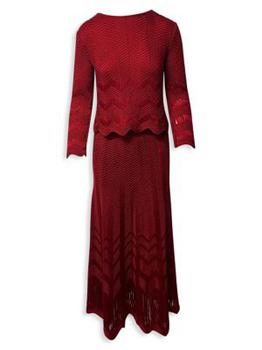 推荐Oscar De La Renta Knitted Skirt And Top Set In Red Viscose商品