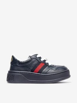 推荐Kids Leather Trainers With Web in Navy商品