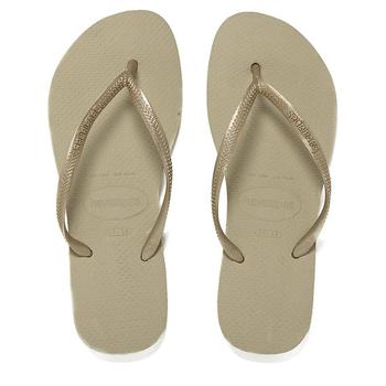 推荐Havaianass Girls' Slim Flip Flops - Sand Grey/Light Golden商品