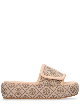tory burch鞋鞋子, Tory Burch | T Monogram Jacquard Bubble Slides商品图片 额外8.5折, 额外八五折