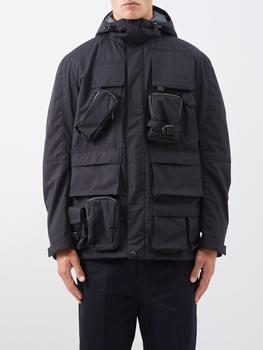 推荐Striped utility-pocket wool-blend coat商品