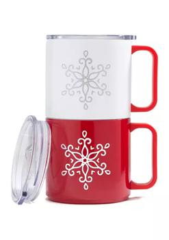 商品2 Pack of 20 oz Stackable Snowflake Insulated Coffee Mugs,商家Belk,价格¥213图片