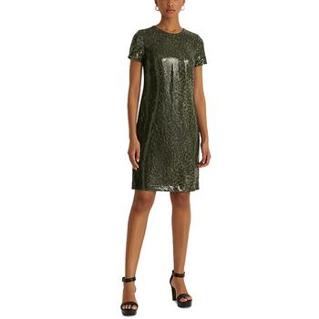女装拉夫劳伦连衣裙, Ralph Lauren | Ocelot-Print Sequined Cocktail Dress商品图片 