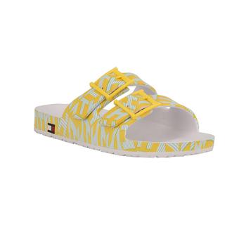 推荐Tommy Hilfiger Womens Jelz Printed Slip On Footbed Sandals商品
