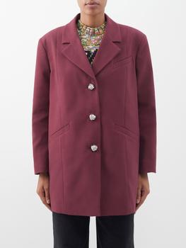 Ganni | Crystal-button organic-cotton oversized blazer商品图片,额外7折, 额外七折