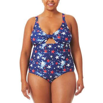 California Waves | Trendy Plus Size Splatter Star Cutout One-Piece Swimsuit商品图片,4折