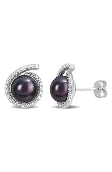 DELMAR | Black Pearl & Diamond Stud Earrings,商家Nordstrom Rack,价格¥523