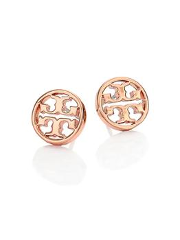 Tory Burch | Logo Circle Stud Earrings/Rose Goldtone商品图片,