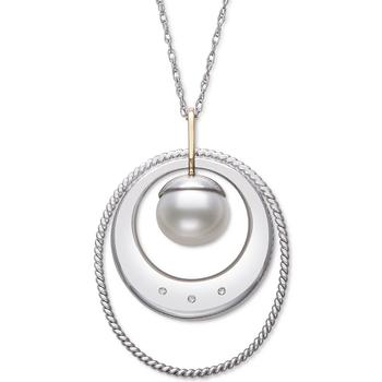 Belle de Mer | Cultured Freshwater Pearl (9mm) & Diamond Accent 18" Pendant Necklace in 14k Gold & Sterling Silver商品图片,8.4折×额外8折, 额外八折