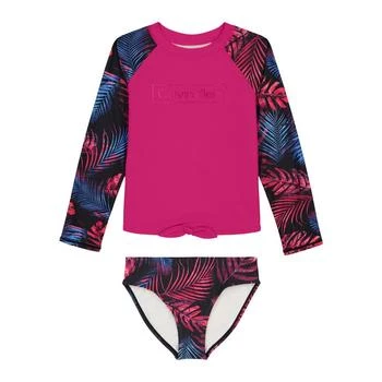 Calvin Klein | Big Girls Dark Tropical Rashgaurd Set Swimsuit,商家Macy's,价格¥365