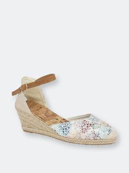 推荐Womens/Ladies Espadrille Wedge Heel Sandal White/Multi商品