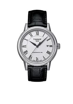 天梭手表男正品, Tissot | Men's T-Classic Carson White Dial Black Leather Watch商品图片 5折