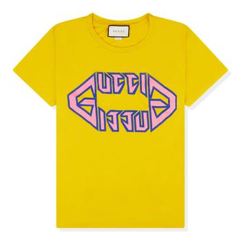 推荐Gucci Flipped Metal Logo Yellow T Shirt商品