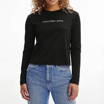 推荐Calvin Klein Jeans Women's Shrunken Institutional Ls T-Shirt - CK Black商品
