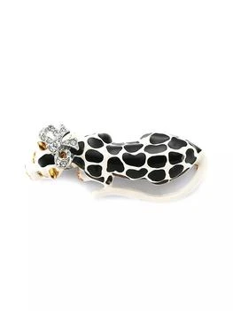 Kenneth Jay Lane | Black & White Enamel Crystal Bow Leopard Pin,商家Saks Fifth Avenue,价格¥858