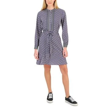 Tommy Hilfiger | Women's Geometric-Print Tie-Belt Dress 3.3折