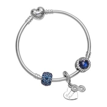 潘多拉手链价格, PANDORA | PANDORA 潘多拉 蓝色闪耀永恒之心蛇骨链手链 PAND00040商品图片 满$100享9.5折, 满折