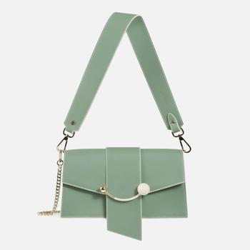 推荐Strathberry Women's Mini Bag Crescent Bag - Edge - Sage - Vanilla Stitch/Edge商品