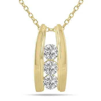 SSELECTS | 1.50 Ctw Three Stone Lab Grown Diamond Ladder Pendant In 10k Yellow Gold,商家Premium Outlets,价格¥7006
