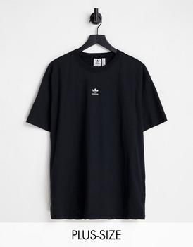 Adidas | adidas Originals Plus essentials t-shirt with central logo in black商品图片,额外9.5折, 额外九五折
