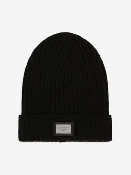 Dolce & Gabbana | Dolce & Gabbana Boys Logo Plate Beanie Hat in Black,商家Childsplay Clothing,价格¥1321