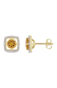 商品DELMAR | 10K Gold Citrine & Diamond Halo Stud Earrings,商家Nordstrom Rack,价格¥2280图片