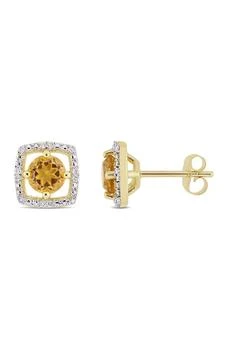 DELMAR | 10K Gold Citrine & Diamond Halo Stud Earrings,商家Nordstrom Rack,价格¥2334