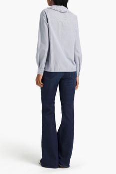 Maje | Civial ruffle-trimmed striped cotton-poplin shirt商品图片,5折×额外7.5折, 额外七五折