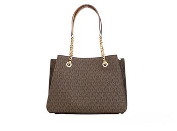 [二手商品] Michael Kors | Michael Kors Teagen Large  Signature PVC Long Drop Satchel Handbag Women's Purse商品图片,5.9折