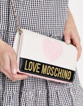 推荐Love Moschino heart logo crossbody bag in cream商品