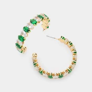 FASHNZFAB | Marquise Stone Cluster Hoop Evening Earrings - Emerald,商家Premium Outlets,价格¥175