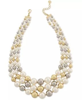 Charter Club | Two-Tone Imitation Pearl Layered Collar Necklace, 18" + 2" extender, Created for Macy's,商家Macy's,价格¥371