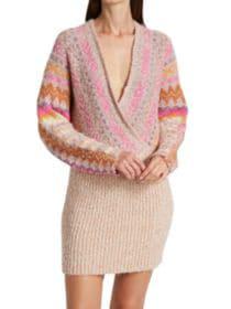 product Fair Isle Knit Mock-Wrap Dress image