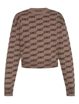 Balenciaga | BALENCIAGA BROWN SWEATER WITH MONOGRAM 