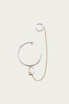 Justine Clenquet | Nicky Earring With Ear Cuff in Silver/Pale Gold商品图片,6.3折