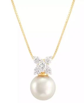 Grown With Love | Cultured Freshwater Pearl (8-1/2mm) & Lab Grown Diamond (1/3 ct. t.w.) Cluster 18" Pendant Necklace in 14k Gold,商家Macy's,价格¥3856