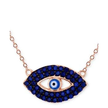 Macy's | Cubic Zirconia & Enamel Evil Eye Pendant Necklace in 14k Rose Gold-Plated Sterling Silver, 16" + 1" extender,商家Macy's,价格¥171
