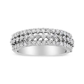 Haus of Brilliance | 14K White Gold 1.0 Cttw Prong Set Round Diamond Split Shank Three Row Band Ring,商家Premium Outlets,价格¥11596