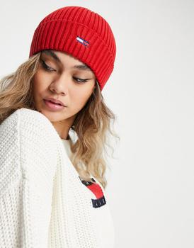 Tommy Hilfiger | Tommy Jeans flag logo beanie hat in red商品图片,7.9折