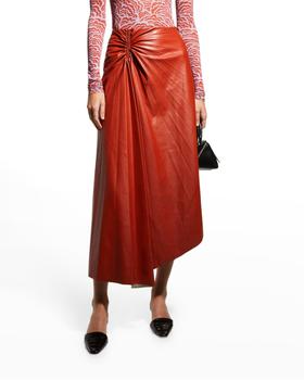 推荐Tracy Pleated Side-Ruched Faux Leather Maxi Skirt商品