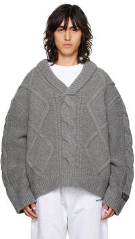 We11done | Gray Argyle Sweater商品图片,4.8折