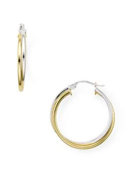 AQUA | Double Tube Hoop Earrings in 18K Gold-Plated Sterling Silver and Sterling Silver - Exclusive,商家Bloomingdale's,价格¥478