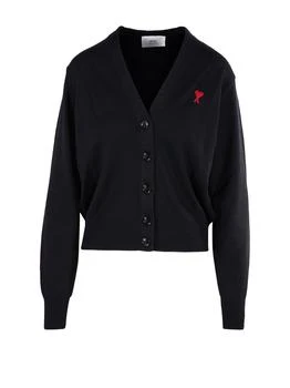 AMI | AMI Paris Ami de Coeur Logo Embroidered V-Neck Cardigan 8.6折×额外9.5折, 额外九五折