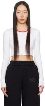 Alexander Wang | White Cropped Long Sleeve T-Shirt 