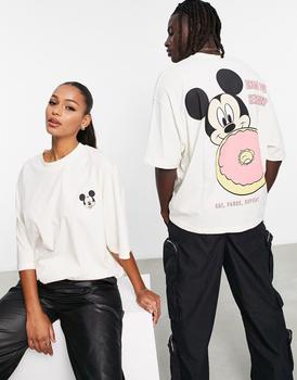 ASOS | ASOS DESIGN unisex oversized t-shirt with Disney Mickey Thanksgiving print in stone商品图片,7.4折×额外9.5折, 额外九五折