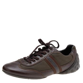 lv男鞋官网, [二手商品] Louis Vuitton | Louis Vuitton Brown Leather And Canvas Low Top Sneakers Size 40.5商品图片 